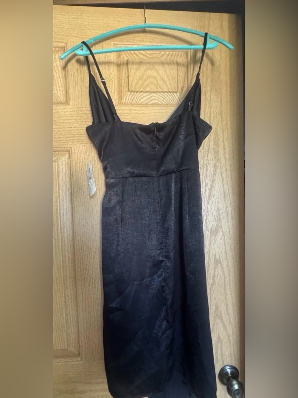 NWT Altar'd State Black Satin Jacquard Wrap Slip Dress Medium Cocktail Party